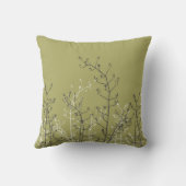 グレーモダンエレガントフラワーオンニュートラルオリーブグリーン クッション (裏面)