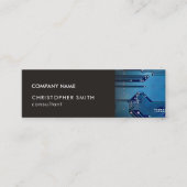 グレーモダンエレガントブルー回路コンピュータの修復 スキニー名刺 (正面)