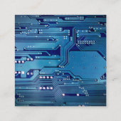 グレーモダンエレガントブルー回路コンピュータの修復 スクエア名刺 (裏面)