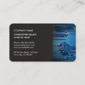 グレーモダンエレガントブルー回路コンピュータの修復 名刺 (正面)