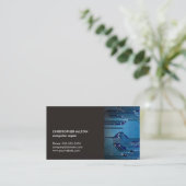 グレーモダンエレガントブルー回路コンピュータの修復 名刺 (スタンド正面)