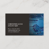 グレーモダンエレガントブルー回路コンピュータの修復 名刺 (正面)