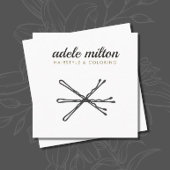 グレーモダンエレガントホワイトボビーのピンのヘアスタイリスト スクエア名刺