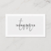 グレーモダンエレガントホワイトモノグラムのコンサルタント 名刺 (正面)