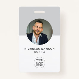 グレーモダンオフィス従業員フォトIDカードQR バッジ