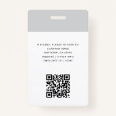 グレーモダンオフィス従業員フォトIDカードQR バッジ (裏面)