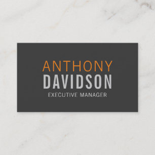 グレーモダンオレンジはっきりした文字ミニマリストプレーン 名刺