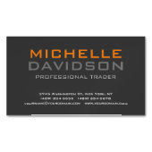 グレーモダンオレンジはっきりした文字ミニマルエレガント マグネット名刺 (正面)