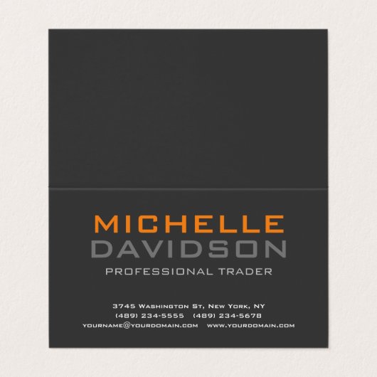 グレーモダンオレンジはっきりした文字ミニマルエレガント 名刺 (外部フラット)