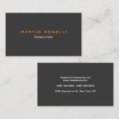 グレーモダンオレンジプレーンユニーク 名刺 (正面/裏面)