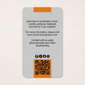 グレーモダンオレンジロゴQRコード衣料価格ラベル (裏面)