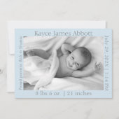 グレーモダンオンブルーフォト誕生 案内状 (正面)