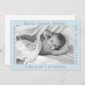 グレーモダンオンブルーフォト誕生 案内状 (正面/裏面)