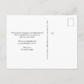 グレーモダンカップル赤ちゃんシャワー男女兼用 案内ポストカード (裏面)