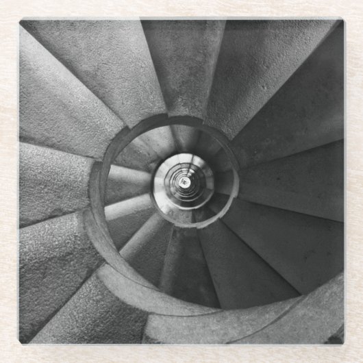 グレーモダンカーブ階段ガラスコースター ガラスコースター (正面)