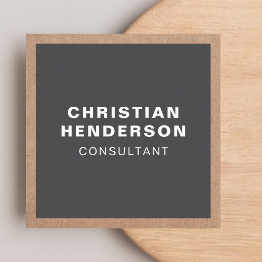 グレーモダンクエレガントラフト紙コンサルタント スクエア名刺