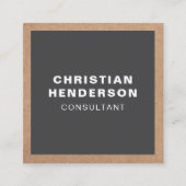 グレーモダンクエレガントラフト紙コンサルタント スクエア名刺 (正面)