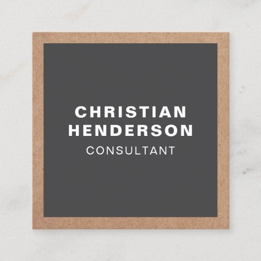 グレーモダンクエレガントラフト紙コンサルタント スクエア名刺 (正面)