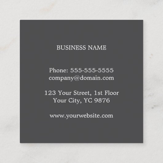 グレーモダンクエレガントラフト紙コンサルタント スクエア名刺 (裏面)