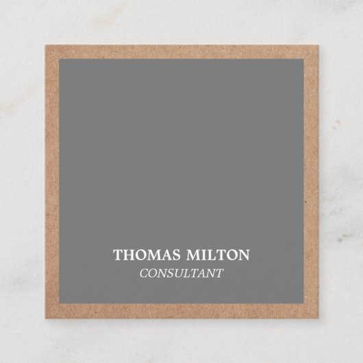 グレーモダンクエレガントラフト紙コンサルタント スクエア名刺 (正面)