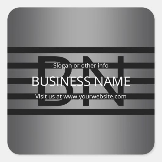 グレーモダングラディエントおよび黒の水平ストライプ色 スクエアシール (正面)