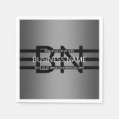 グレーモダングラディエントおよび黒の水平ストライプ色 スタンダードカクテルナプキン (正面)