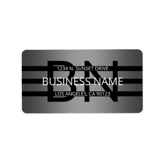 グレーモダングラディエントおよび黒の水平ストライプ色 ラベル (正面)