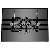 グレーモダングラディエントおよび黒の水平ストライプ色 ラージペーパーバッグ (正面)