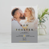 グレーモダングラデーショエレガントンのフォトスクリプ結婚ト 箔招待状 (立ち正面)