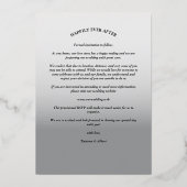 グレーモダングラデーショエレガントンのフォトスクリプ結婚ト 箔招待状 (裏面)