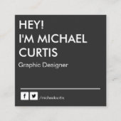 グレーモダングラフィックデザイナーQRコード スクエア名刺 (正面)