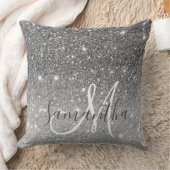 グレーモダングリッターの輝きパーソナライズされたの名前 クッション (ブランケット)