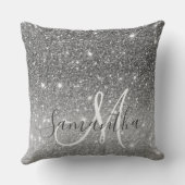 グレーモダングリッターの輝きパーソナライズされたの名前 クッション (裏面)