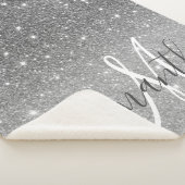 グレーモダングリッターの輝きパーソナライズされたの名前 シェルパブランケット (3/4)