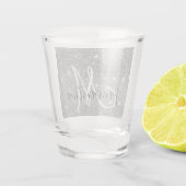 グレーモダングリッターの輝きパーソナライズされたの名前 ショットグラス (裏面)