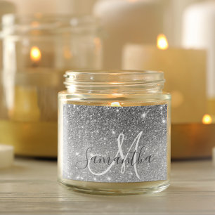 グレーモダングリッターの輝きパーソナライズされたの名前 スクエアシール