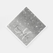 グレーモダングリッターの輝きパーソナライズされたの名前 スタンダードランチョンナプキン (角)