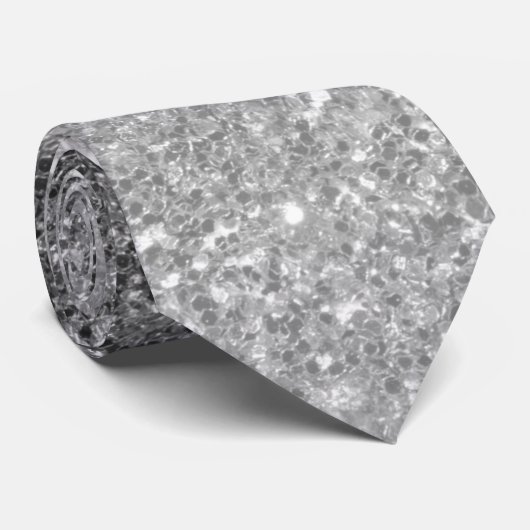グレーモダングリッターの輝きパーソナライズされたの名前 ネクタイ (ロール)