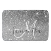 グレーモダングリッターの輝きパーソナライズされたの名前 バスマット (正面)