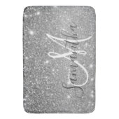 グレーモダングリッターの輝きパーソナライズされたの名前 バスマット (正面縦)