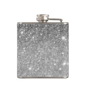 グレーモダングリッターの輝きパーソナライズされたの名前 フラスク (裏面)