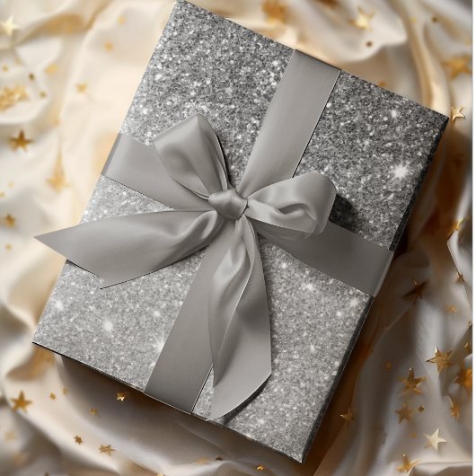 グレーモダングリッターの輝きパーソナライズされたの名前 ラッピングペーパー