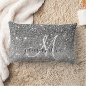 グレーモダングリッターの輝きパーソナライズされたの名前 ランバークッション (ブランケット)