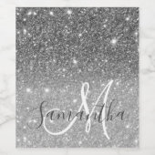 グレーモダングリッターの輝きパーソナライズされたの名前 ワインラベル (シングルラベル)