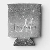 グレーモダングリッターの輝きパーソナライズされたの名前 缶クーラー (正面)