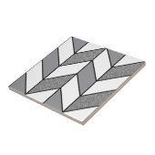 グレーモダングリッターヘリンボーンシェブロンパターンv2 タイル (側面)