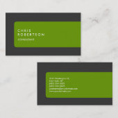 グレーモダングリーンストライプ名刺 名刺 (正面/裏面)