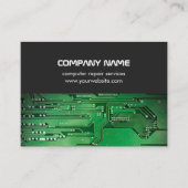 グレーモダングリーン回路基板のコンピュータ修復 名刺 (正面)