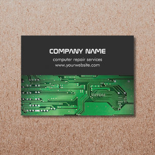 グレーモダングリーン回路基板のコンピュータ修復 名刺
