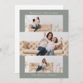 グレーモダンコラージュと3枚の写真 シーズンカード (正面/裏面)